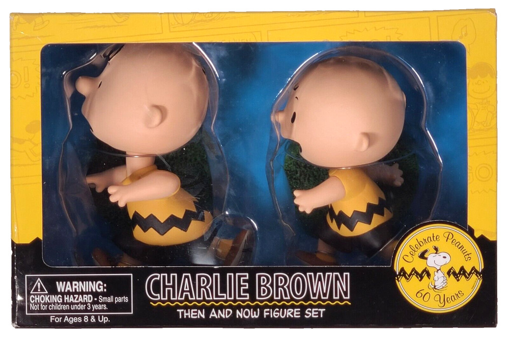 Charlie Brown Then And Now Figure Set Celebrate Peanuts 60 Years, New, Sealed